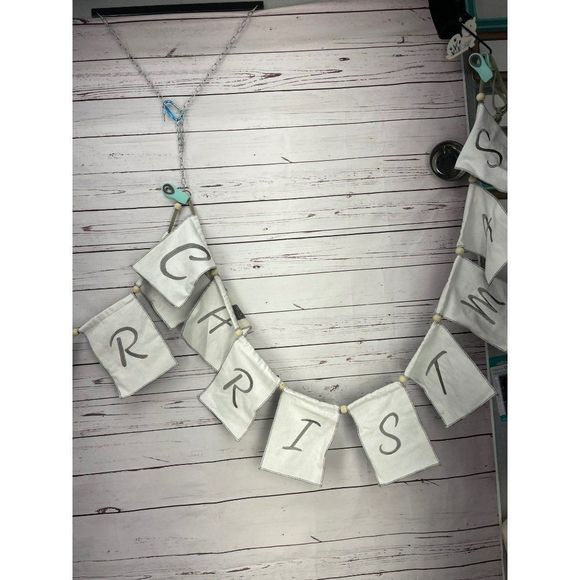 Merry Christmas Banner buffalo plaid reversible - Picture 2 of 7